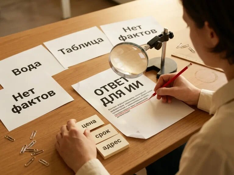    Фокус на кратком определении и фактах: «цена», «срок», «адрес». Пустая «вода» отодвинута. "Kontenium"