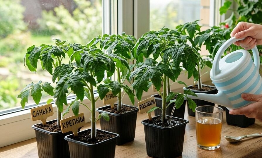 Внимательно посмотрите на эту рассаду помидор, такой толстый стебель и раскидистые листья только на этой подкормке!