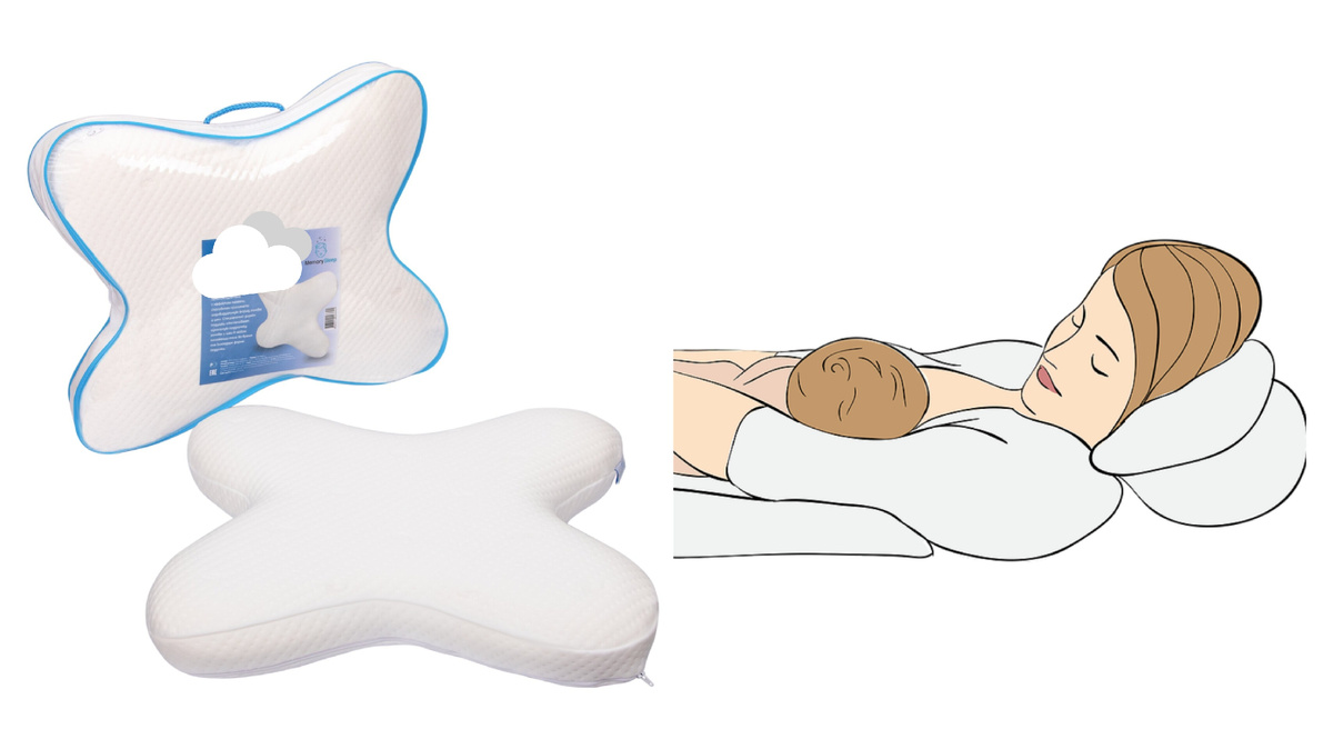 Коллаж-иллюстрация. Подушка бабочка; кормление лежа (на обычной подушке) - просто картинка для фона. 