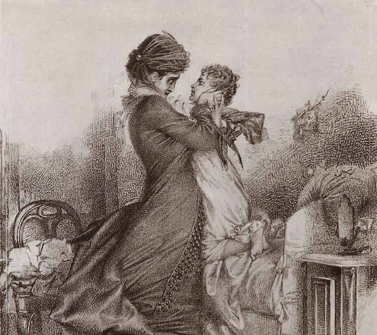 Михаил Врубель. Свидание Анны Карениной с сыном. 1878.