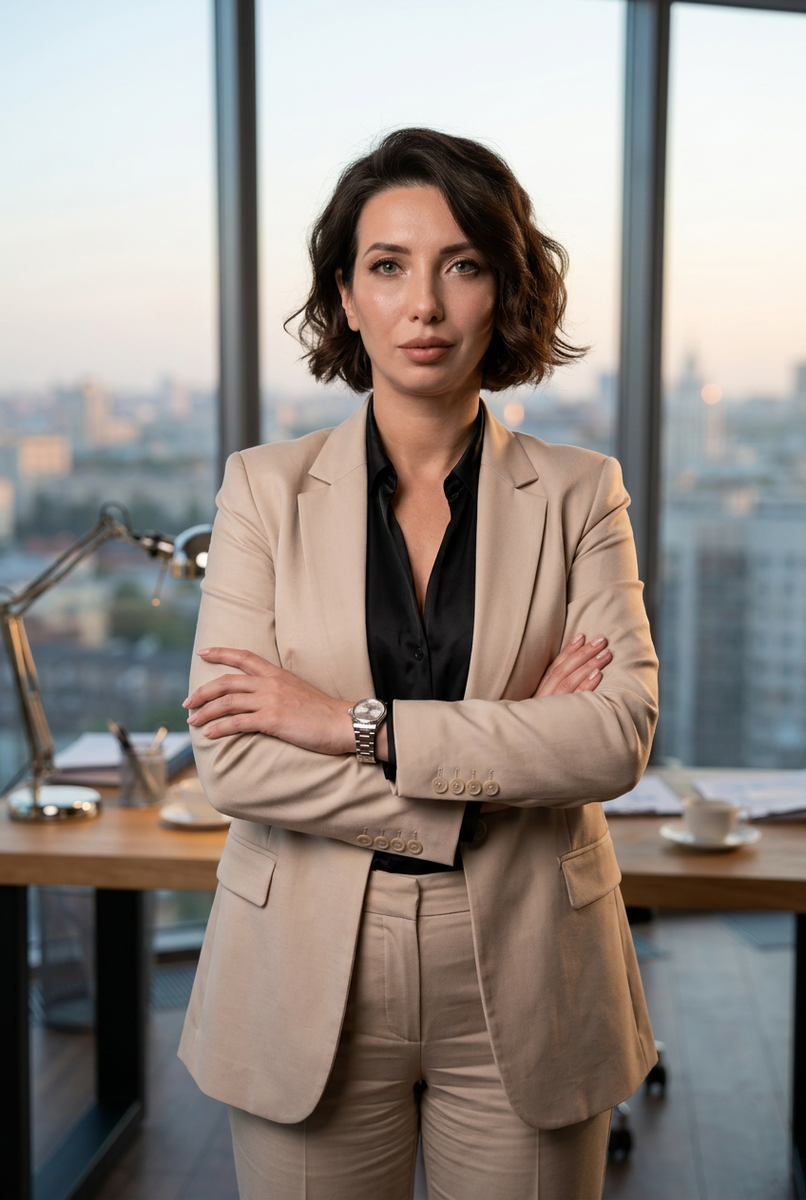 Стильный образ в бежевом костюме