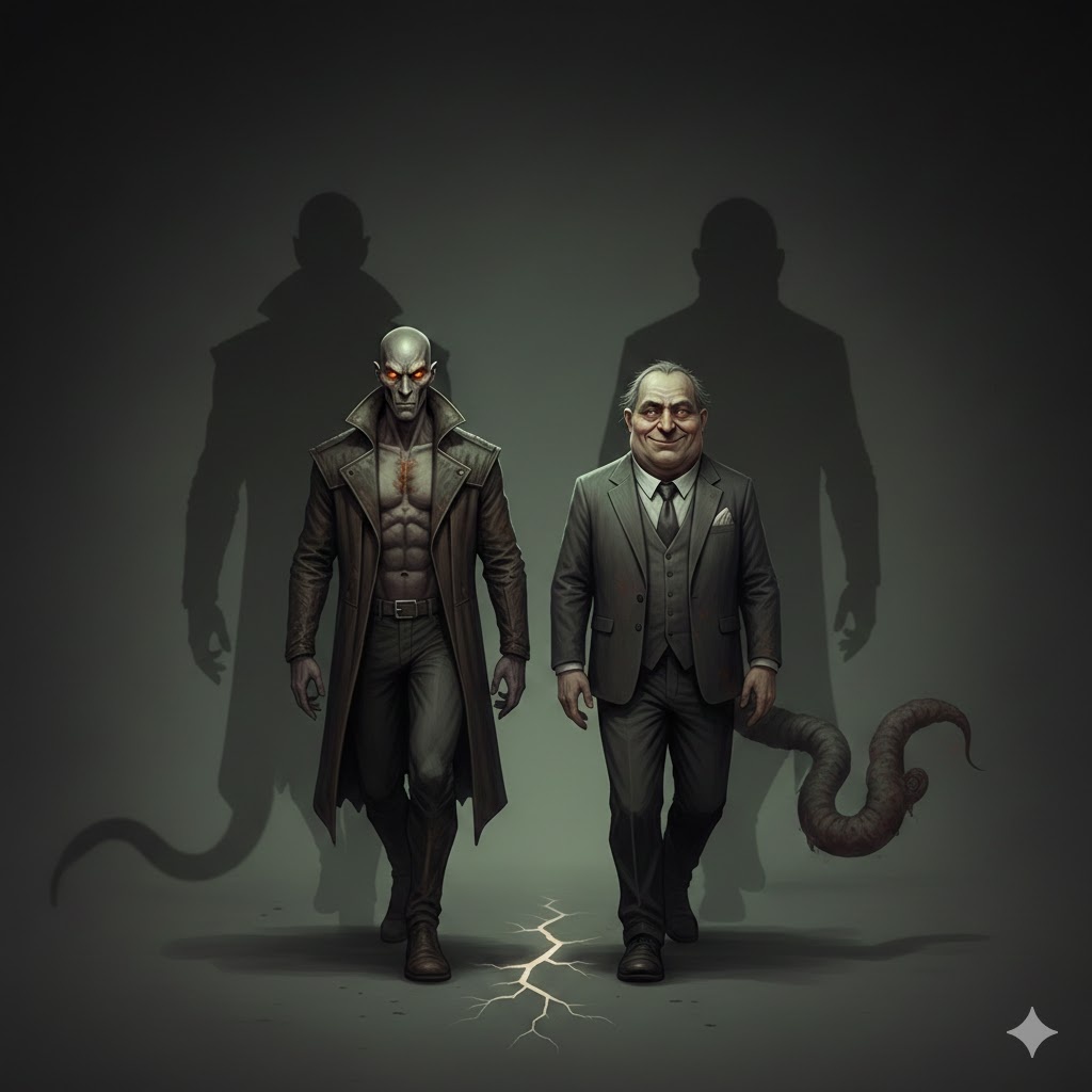 "Две дороги к смерти: Анатомия Зверя и Скота", иллюстрация создана сетью Джемини