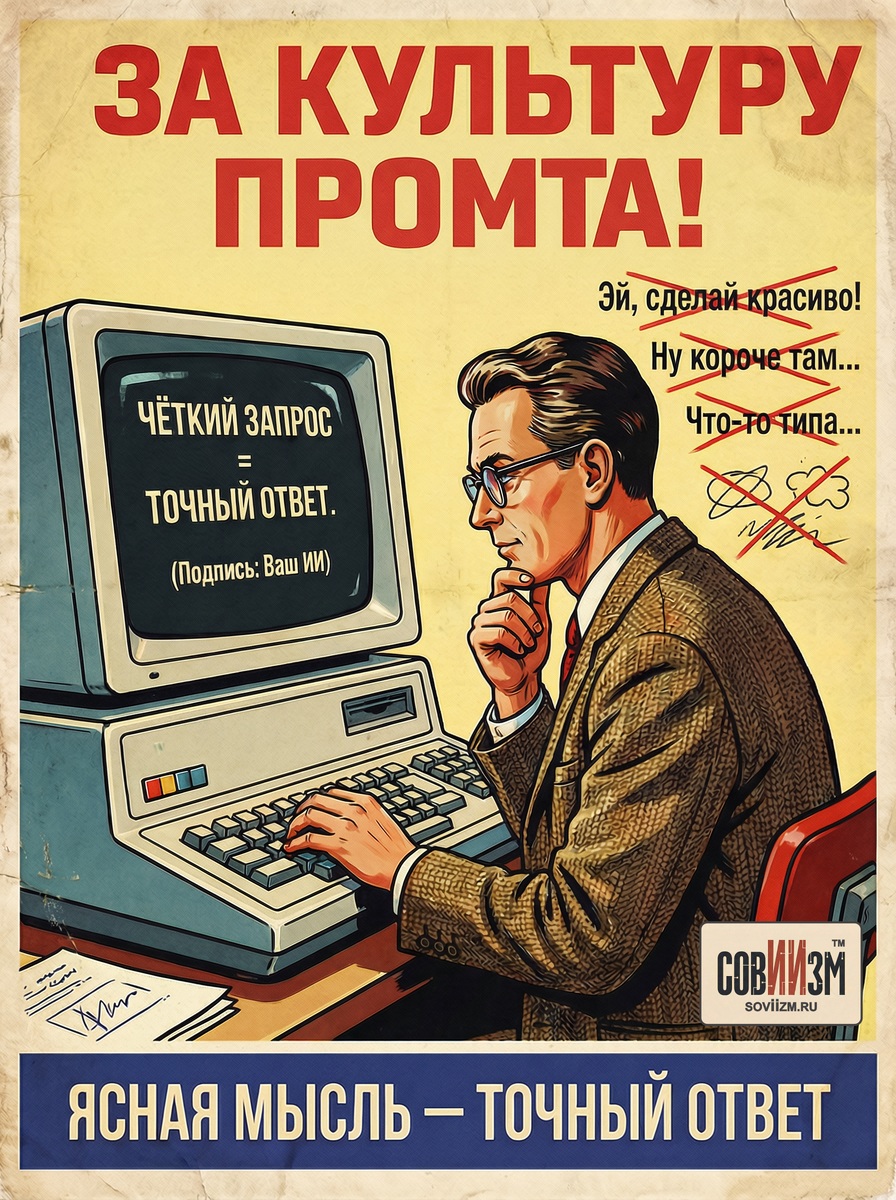 Плакат СовИИзма: SOV-002 "ЗА КУЛЬТУРУ ПРОМТА"