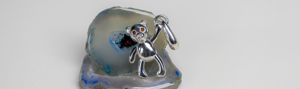 Серебряный кулон медвежонок с коньячными бриллиантами «Тедди»