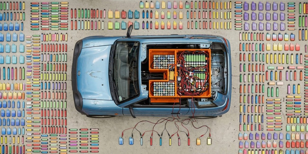 Ютубер запустил электромобиль, используя 500 аккумуляторов от вейпов