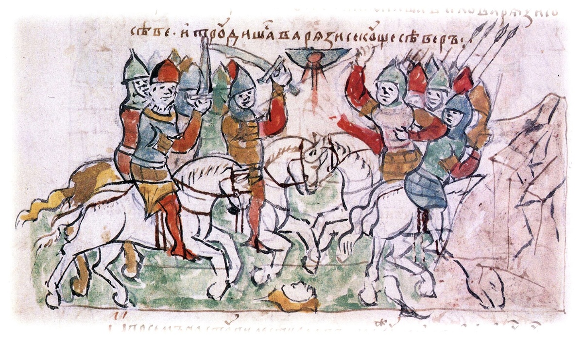Битва при Листвене 1024 года, миниатюра из Радзивилловской летописи.