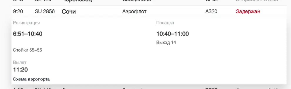    Фото: скриншот онлайн-табло аэропорта Пулково
