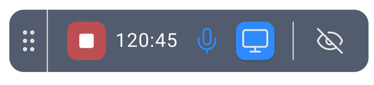 Иконка экрана горит синим – видео пишется. После вебинара оно появится прямо в карточке записи