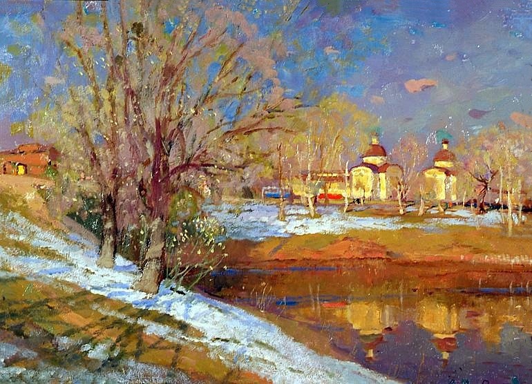 Вид на Путевой дворец со стороны реки Тьмаки. 1957 год. Тверская областная картинная галерея