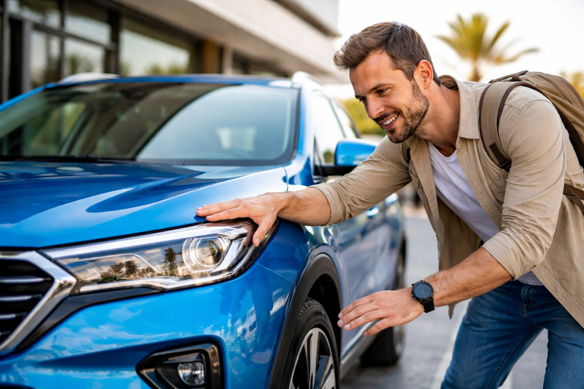 Осмотр автомобиля перед получением.