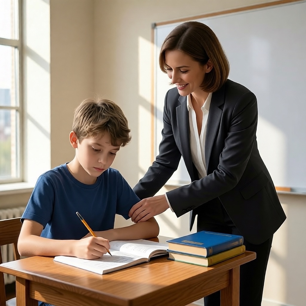 Занятия с поддержкой руки. Иллюстрация сделана нейросетью.