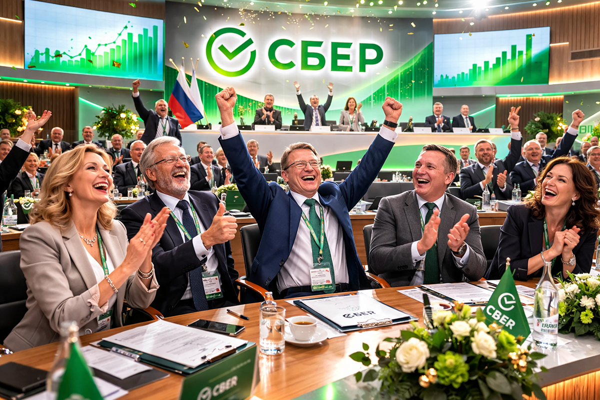    На праздничную улицу инвесторов Сбера рано или поздно может прийти тень. Фото: нейросеть