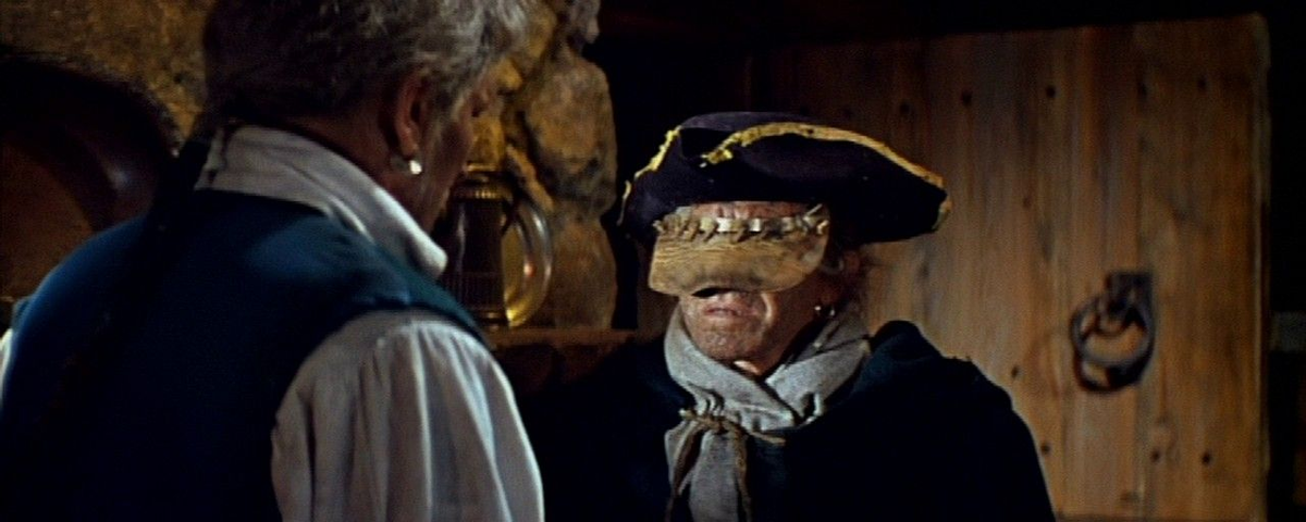 Билли Бонс (спиной к нам) и слепой Пью...