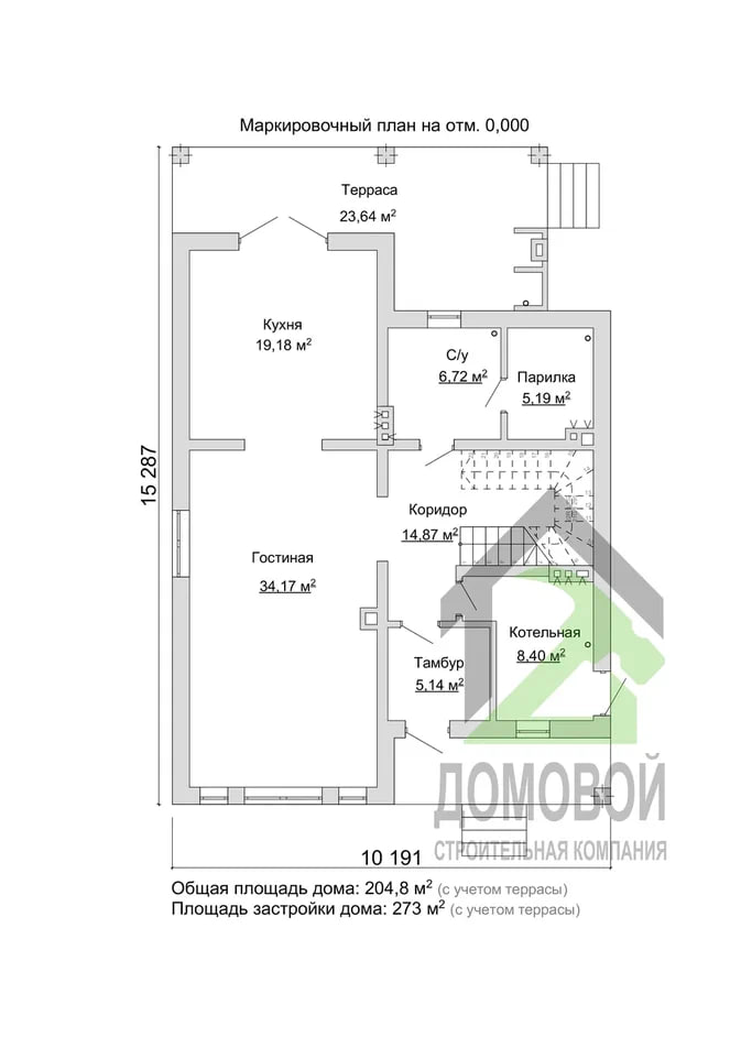 Чертёж-планировка первого этажа Д-204 в Гидрострое.