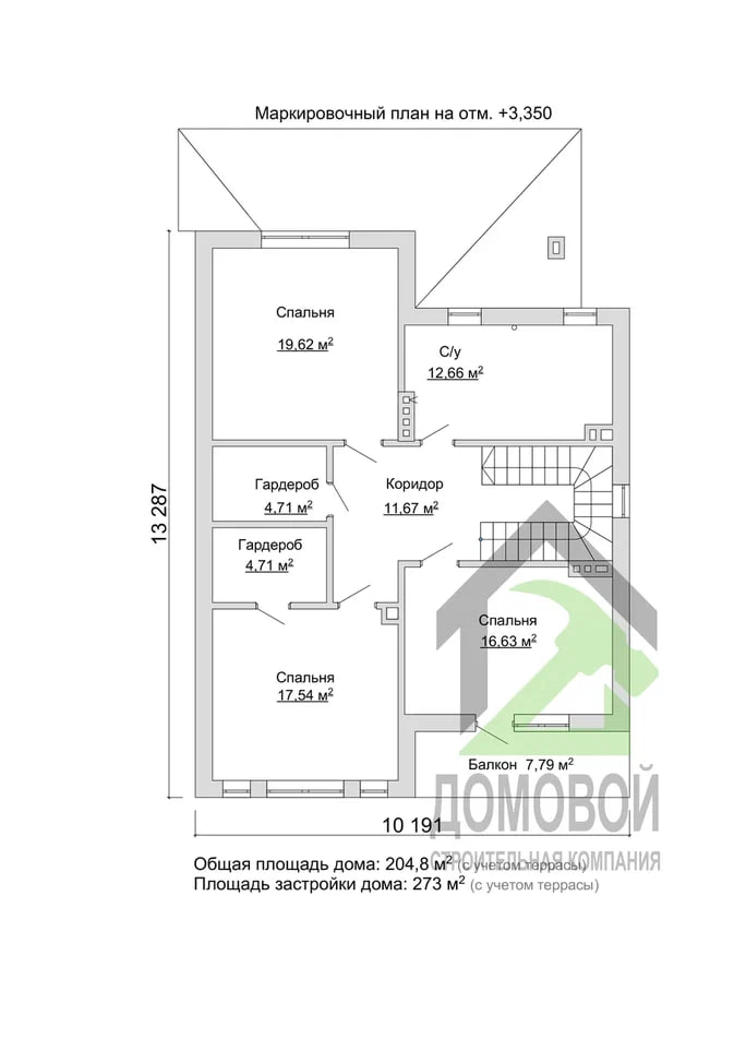 Чертёж-планировка второго этажа Д-204 в Гидрострое.