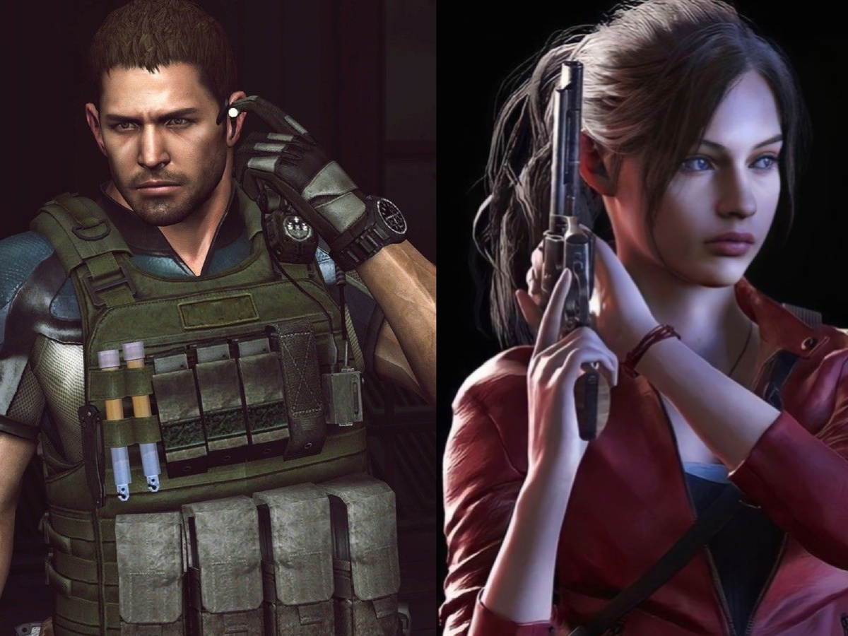 Кадры взяты из прохождения «Resident Evil 5» (Крис Рэдфилд) и «Resident Evil 2: remake» (Клэр Рэдфилд)