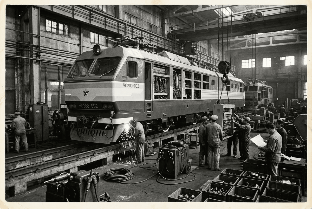 «Сборка электровоза серии ЧС200 на заводе "Škoda". Источник: TRAINS UNIVERSE