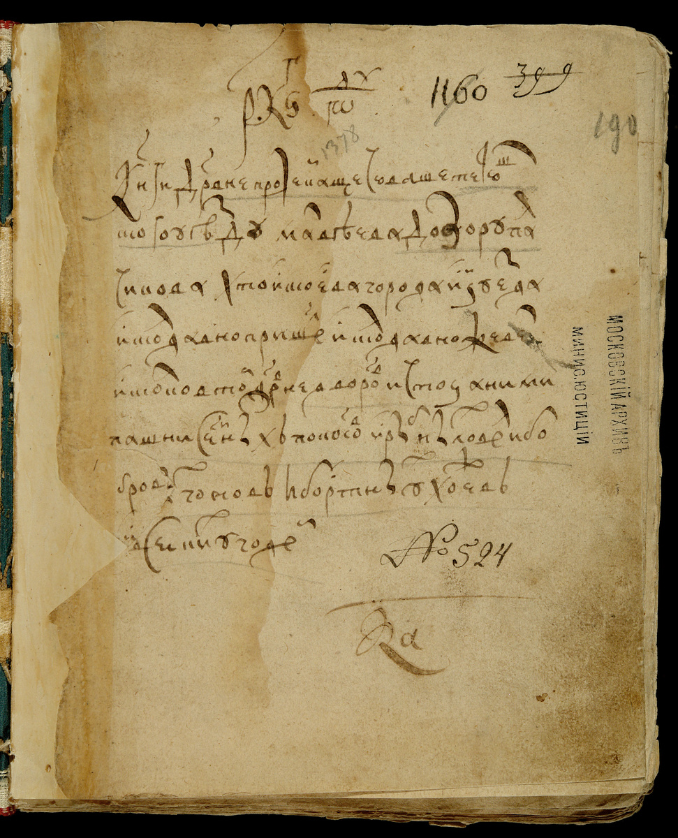 190 лист «Дозорной книги деревни Пролей Каша Тетюшского уезда» 