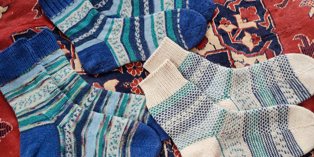 Носки из остатков пряжи. Как из одного мотка у меня вышло 3 пары носков