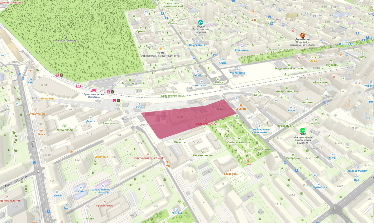 Пятно застройки ЖК Петровско-Разумовский пр-д, 29