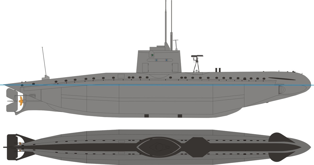 Схема внешнего вида подводной лодки UB-1      