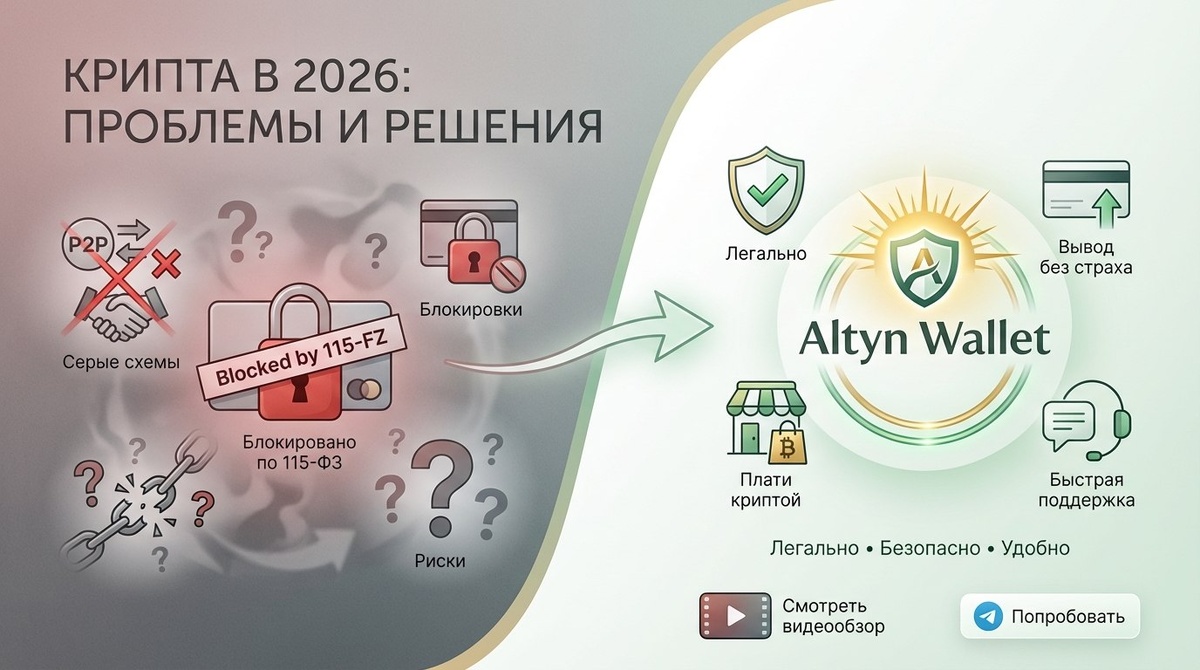 Кошелек Алтын: легальный обмен крипты и оплата криптовалютой в магазинах — без страха блокировок