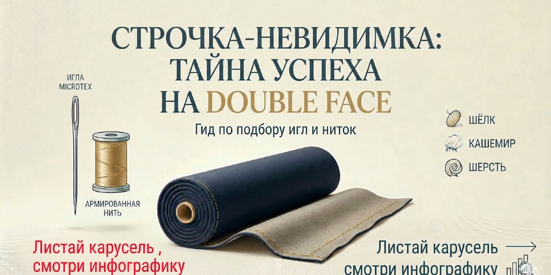 Идеальная строчка на двусторонней ткани: подбор ниток и игл без петляния!