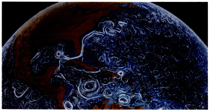 Снимок из космоса (NASA), демонстрирующий океанические течения в Атлантическом океане