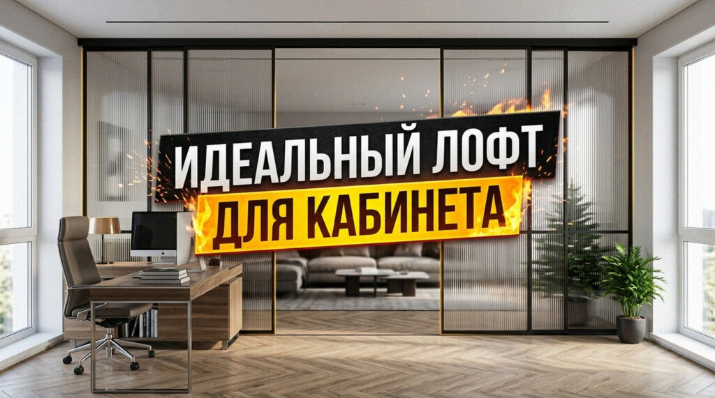    Раздвижная стеклянная лофт-перегородка в черном металлическом профиле GarderobSystem