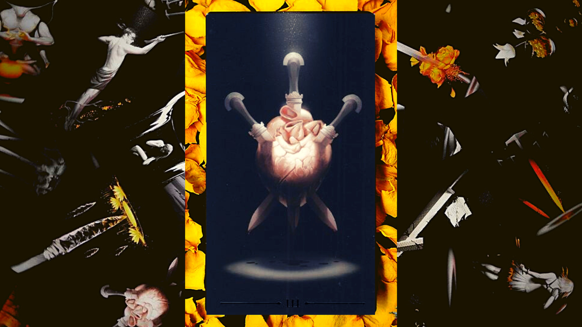 Тройка Мечей. Photo «True Black Tarot» by Arthur Wang