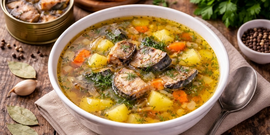 Не думал, что из консервов получится ТАК вкусно. Рыбный суп за 20 минут