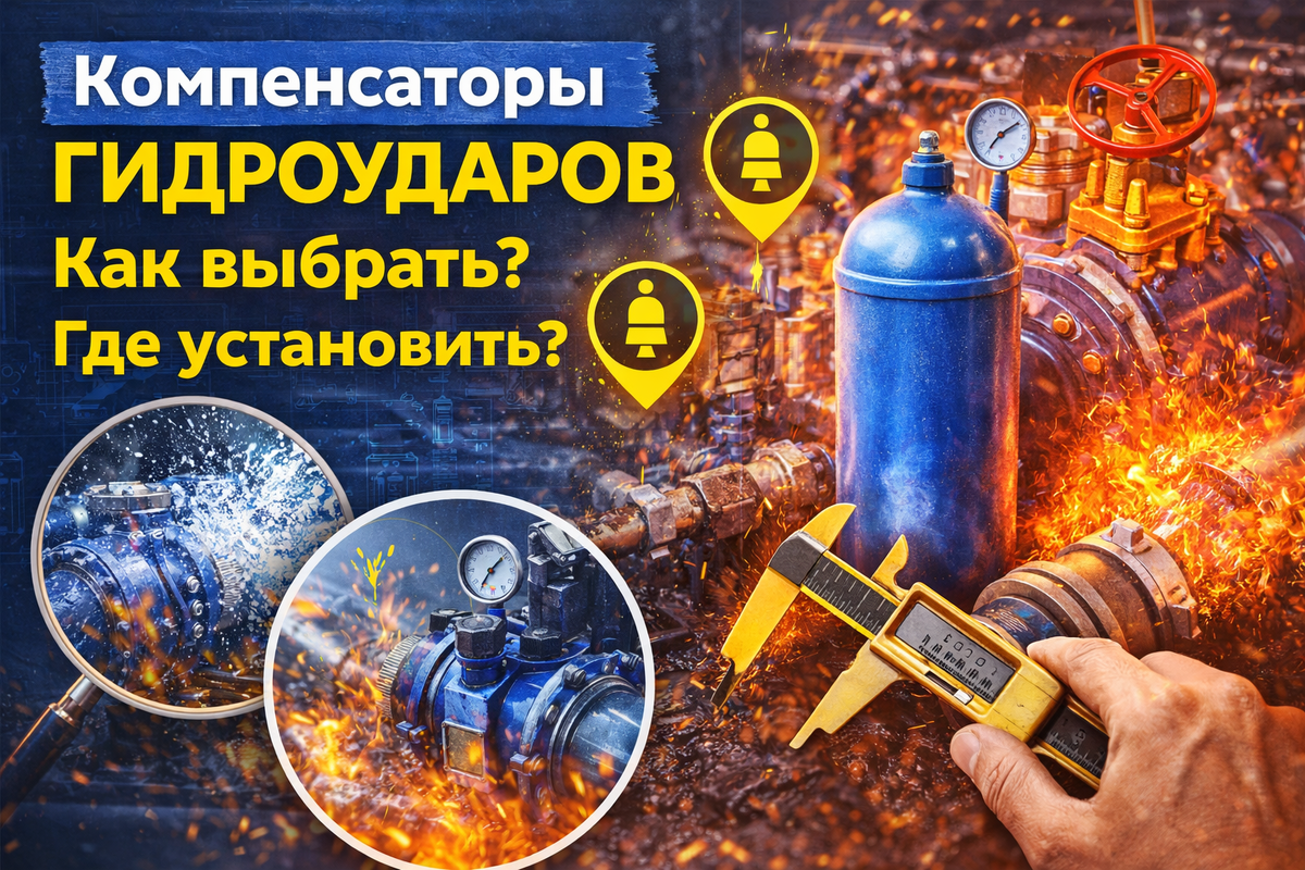 Как защитить гидравлическую систему от разрушительных скачков давления? В статье подробно разобрано, что такое гидроудар, какие бывают компенсаторы гидроударов, и как правильно их выбрать и установить. Вы узнаете, где размещать гидроаккумуляторы и демпферы давления, какие ошибки чаще всего допускают инженеры, и как предотвратить аварии, утечки и преждевременный износ оборудования. Практическое руководство для специалистов по промышленной гидравлике, проектированию и обслуживанию гидросистем.