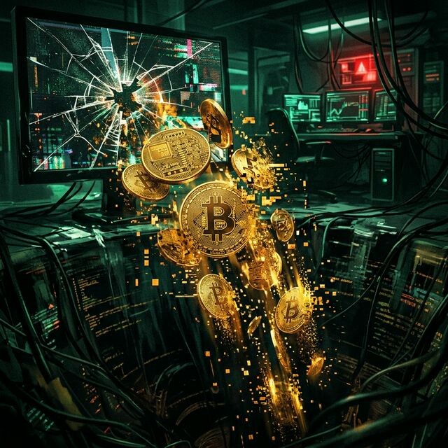 Визуализация крупнейшей катастрофы в истории крипты: 850 000 биткоинов, исчезающих бесследно из-за халатности одного программиста.