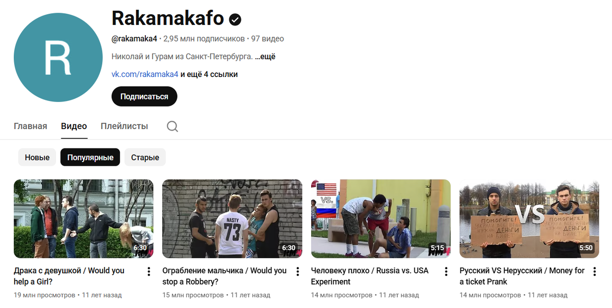 Самые популярные видео на канале