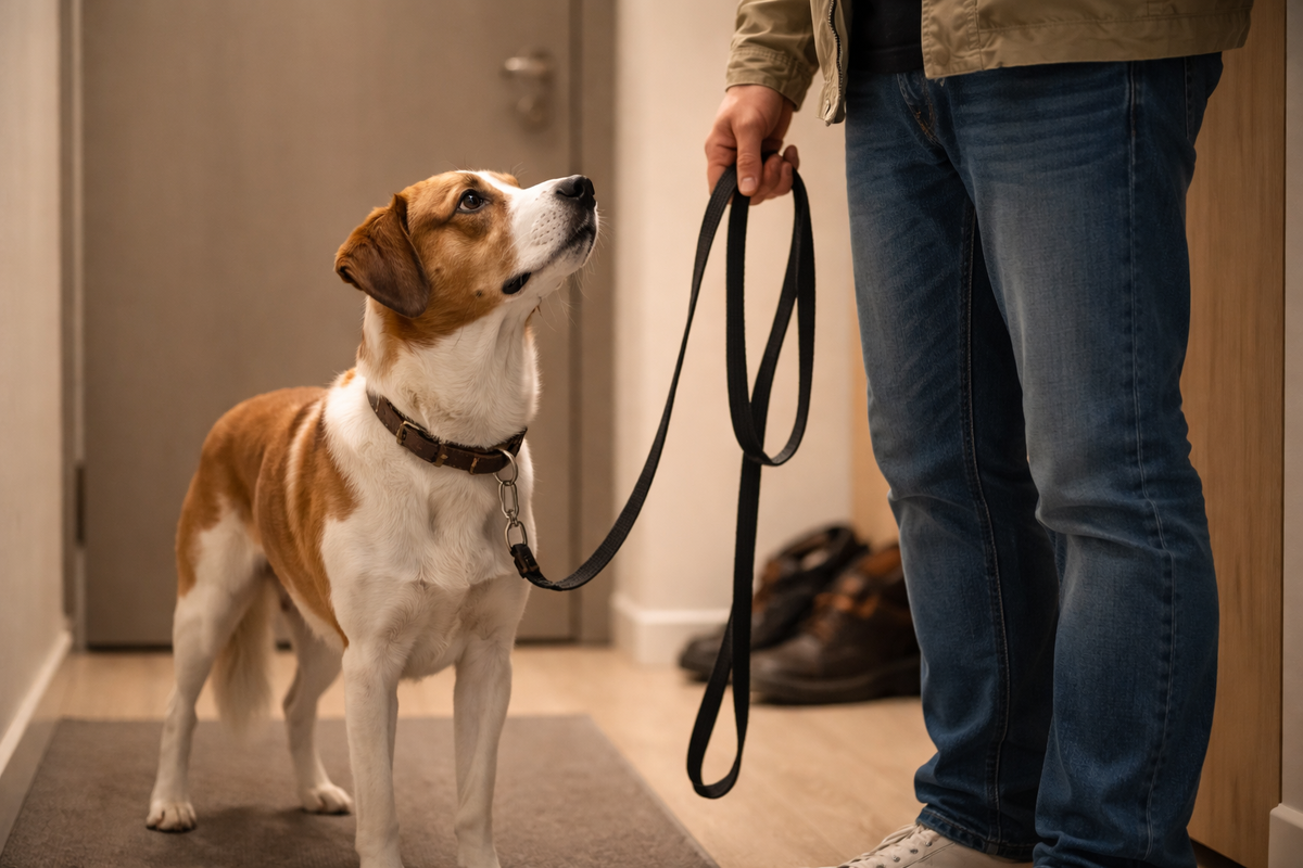 Пауза перед выходом помогает начать прогулку без рывка