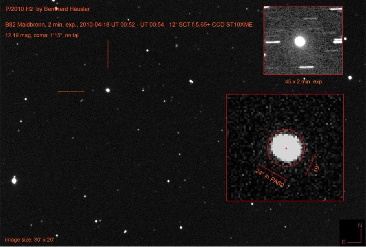    Комета P/2010 H2 (Vales) на снимке 18 апреля 2010 года