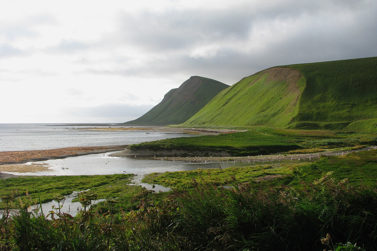 Бухта Буян на острове Беринга, где находится могила мореплавателя. Фото: SuricataJ / Wikimedia