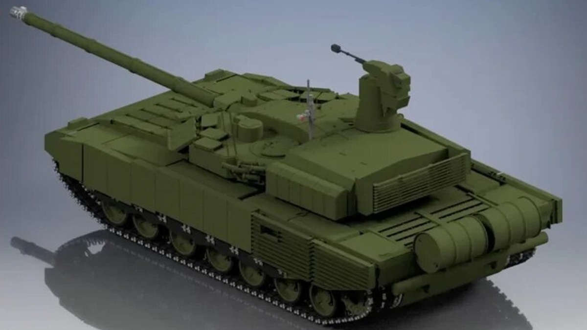 Проект Т-90М2 «Бауманец» от студентов МГТУ им. Н.Э. Баумана. Вид сзади. Концепт глубокой модернизации танка Т-90 и Т-90М. 2026 год.