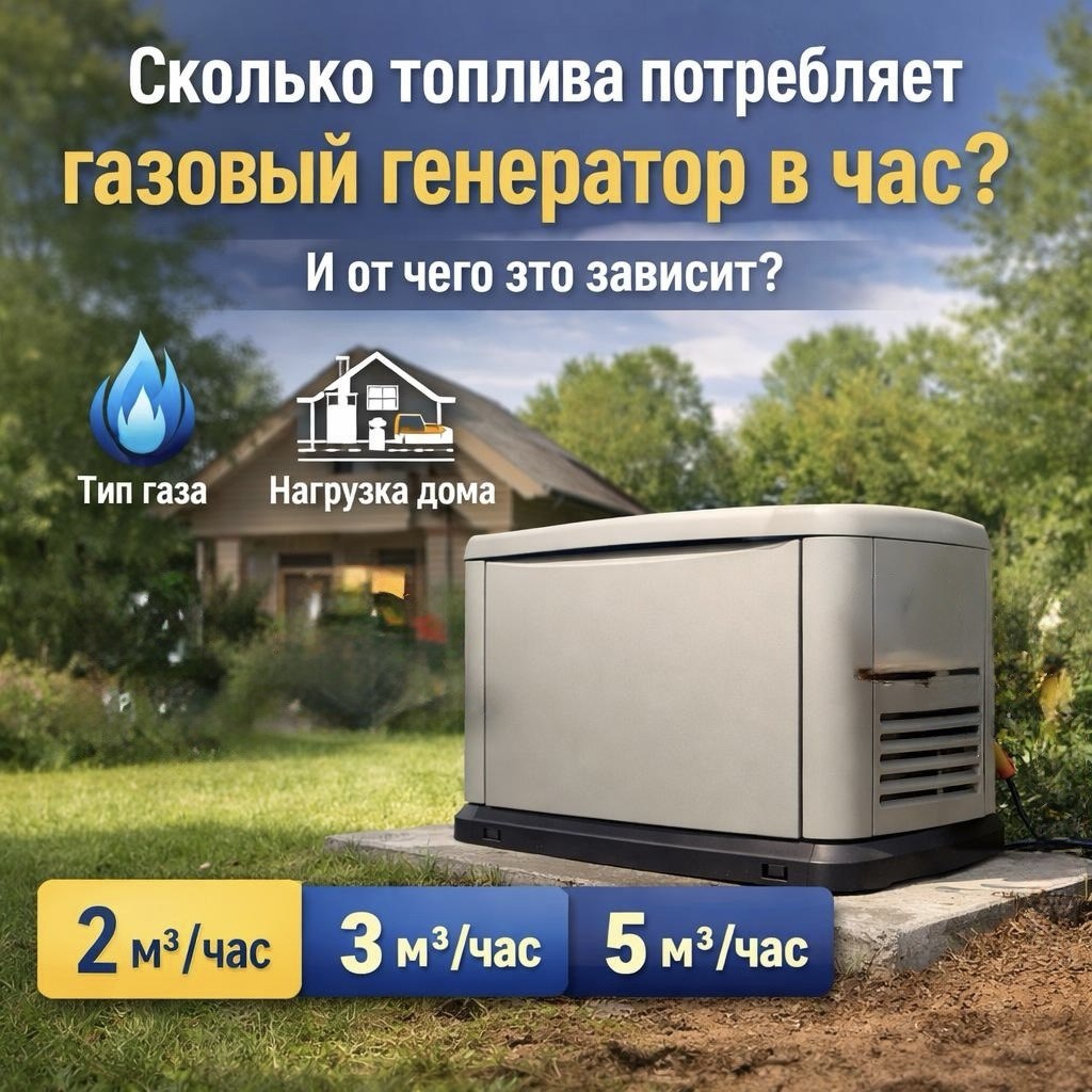 Какой расход газа у газового генератора?