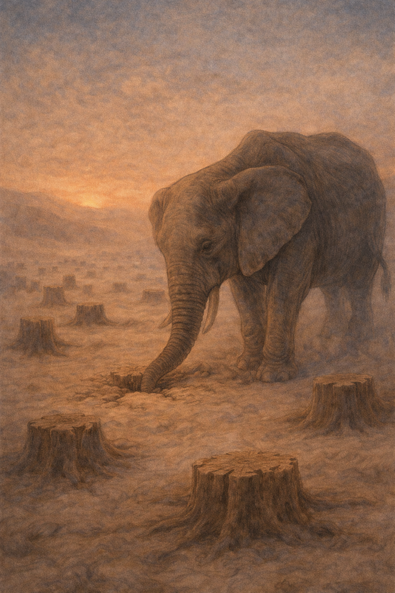 Слон Канири ищет воду