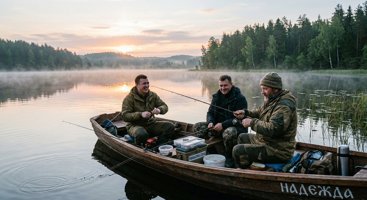 Три друга в лодке