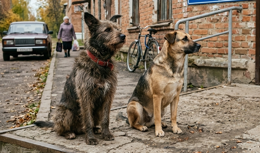 Собаки 3 дня просили помощи у магазина и не прикасались к еде