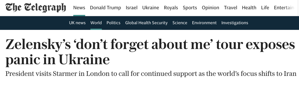     The Telegraph: «Турне Зеленского «Не забывайте обо мне» демонстрирует панику на Украине»