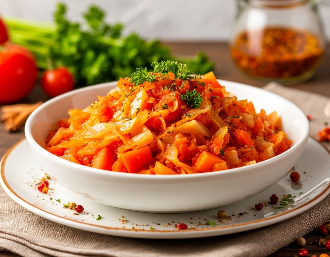 Тушёная капуста со специями