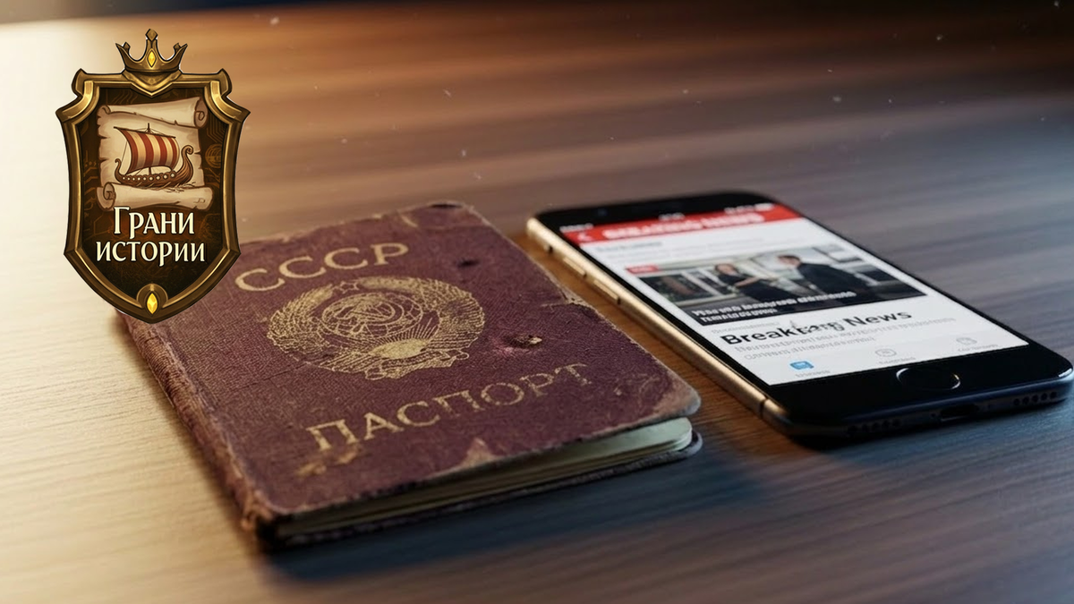 Это был старый советский паспорт, а рядом современный смартфон