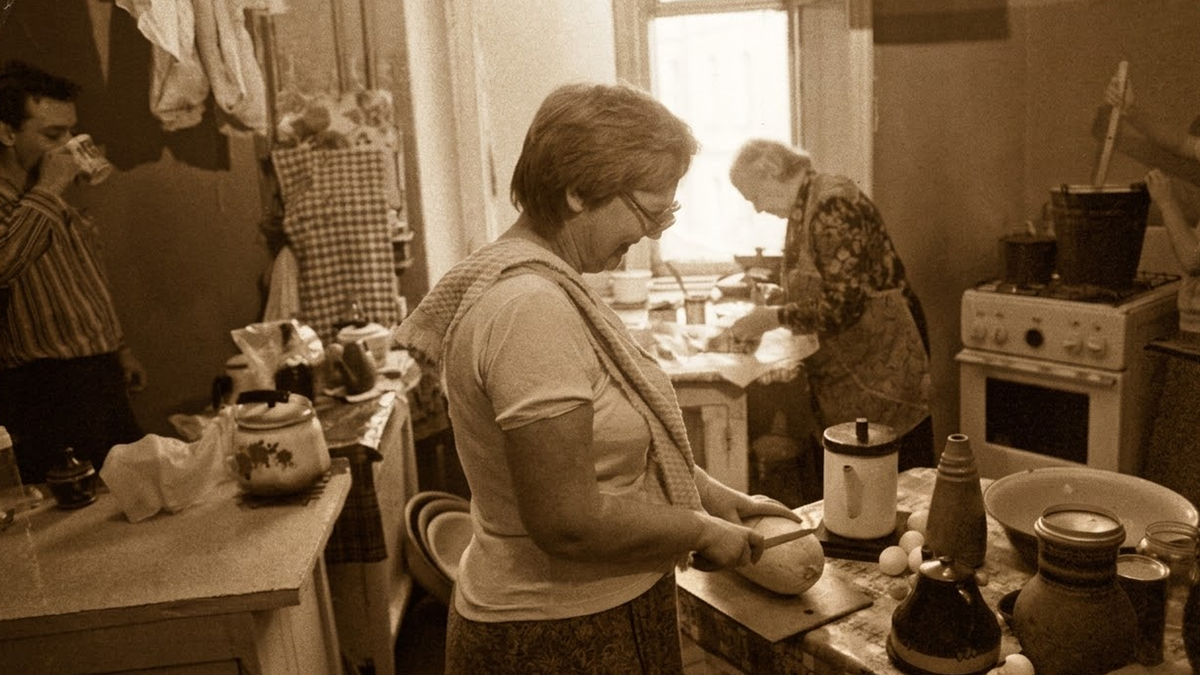 Коммуналка. Кухня. В тесноте да не в обиде.