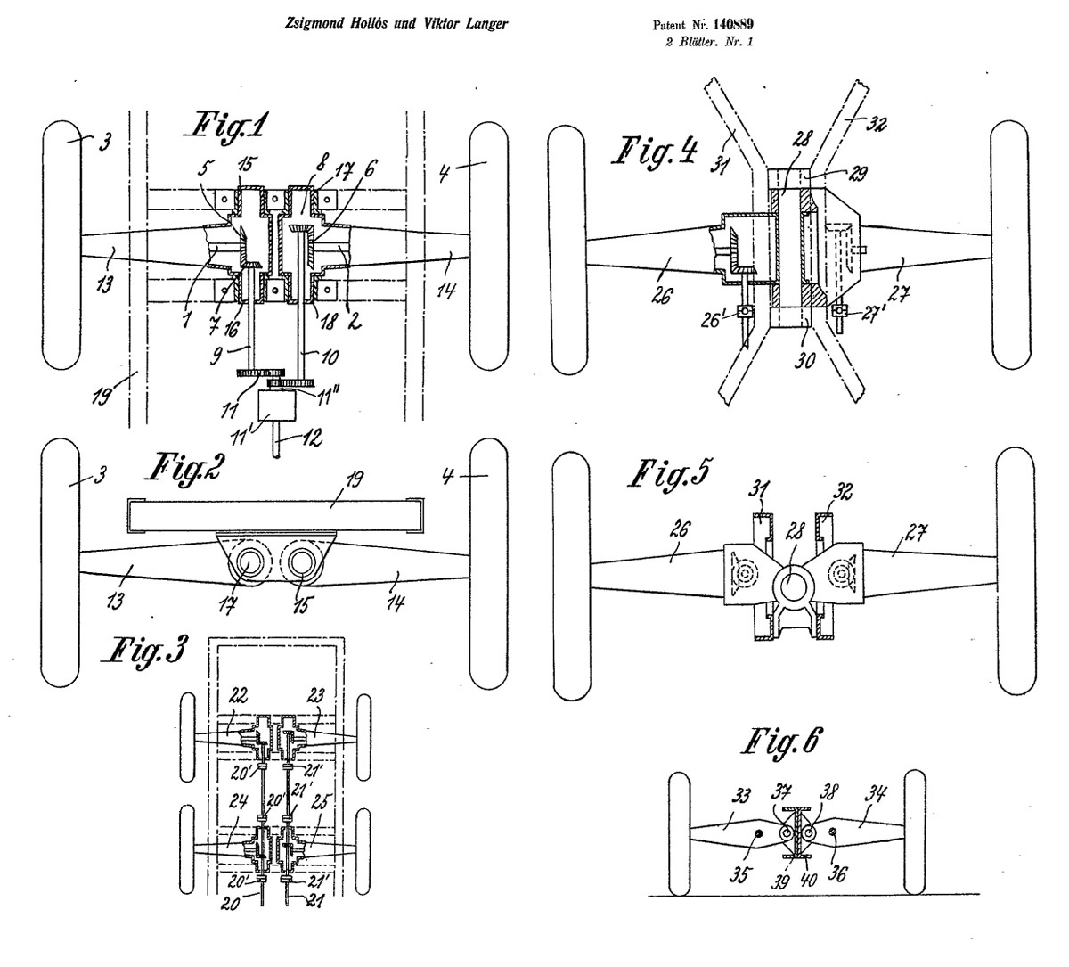 Патент на шасси Зигмунда Холлоша, 1928 год. Эта схема стала типовой для машин Laffly.