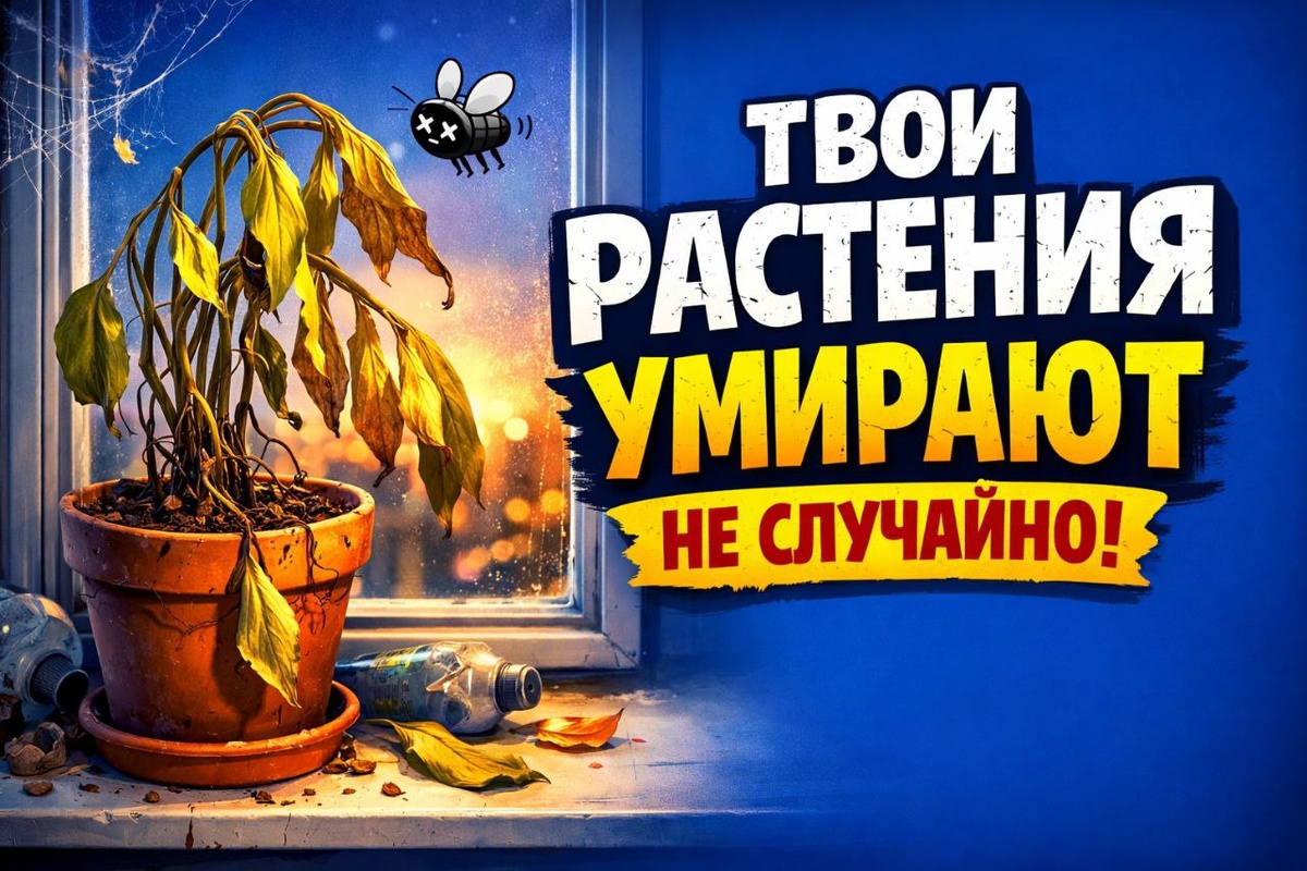 Иллюстрация. Растение вянет.