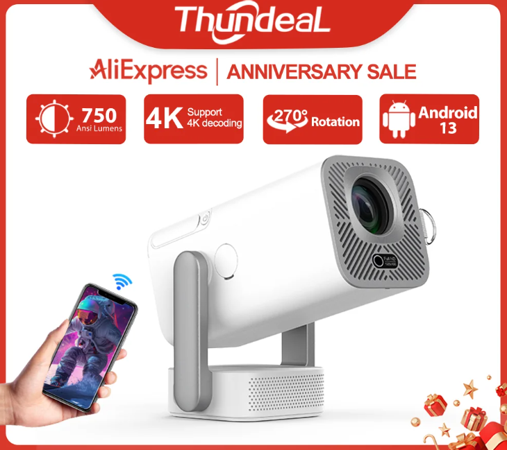 Мини-проектор ThundeaL HD TD80 Pro Full HD 1080P 4K с Wi-Fi 