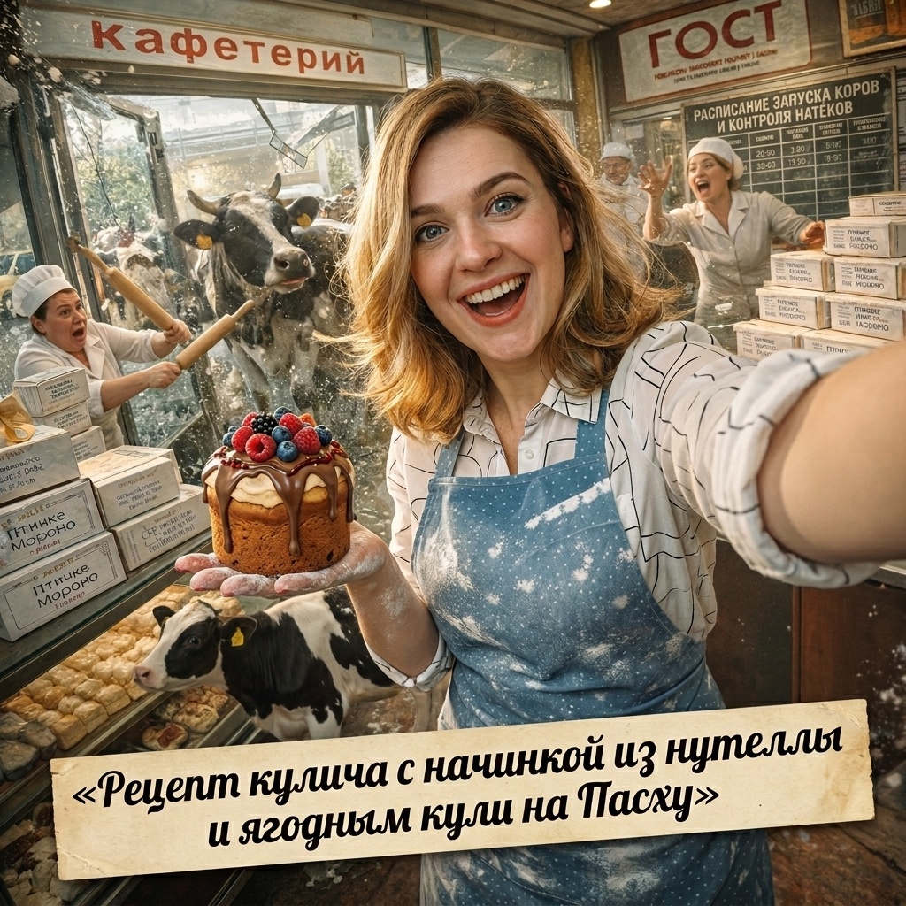    Домашний кулич с нутеллой и ягодным кули на праздничный стол admin